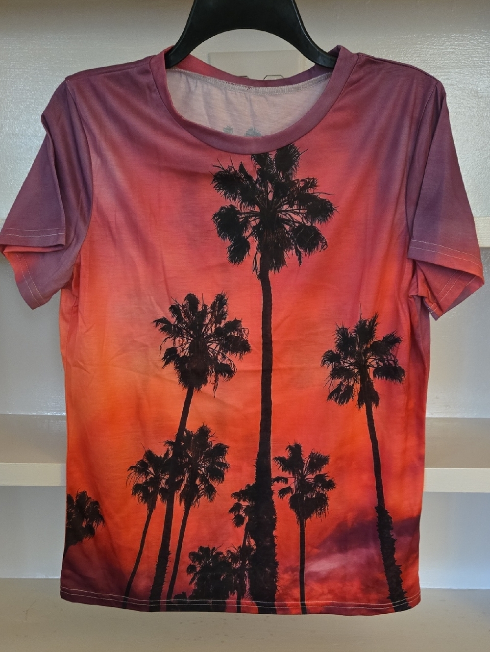 Women's Sunset Palm Short-Sleeve Tee - Red Orange Gradient